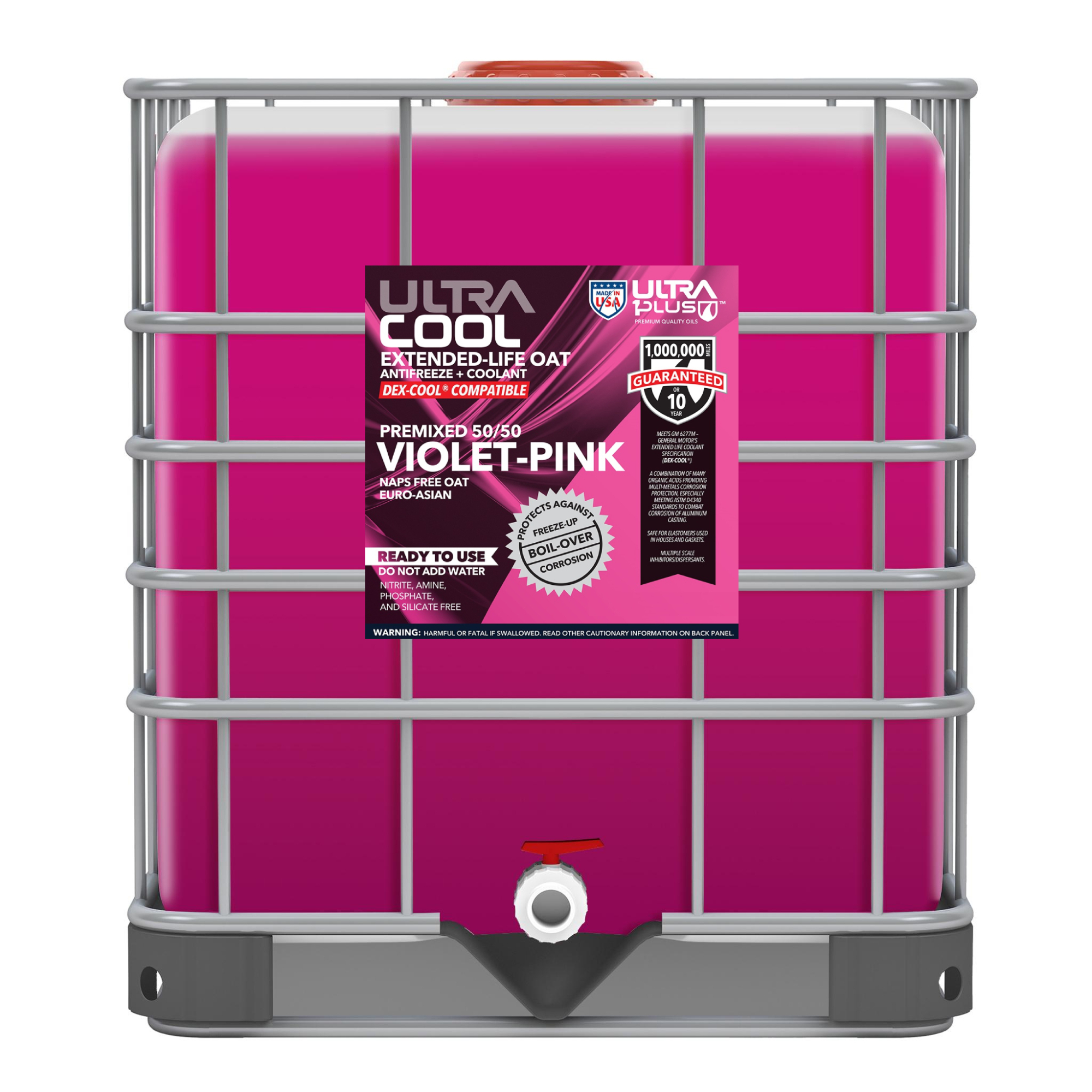 Ultra1Plus UltraCool OAT Antifreeze + Coolant Premix 50/50 - 250 Gal., Pink, Model# UL932